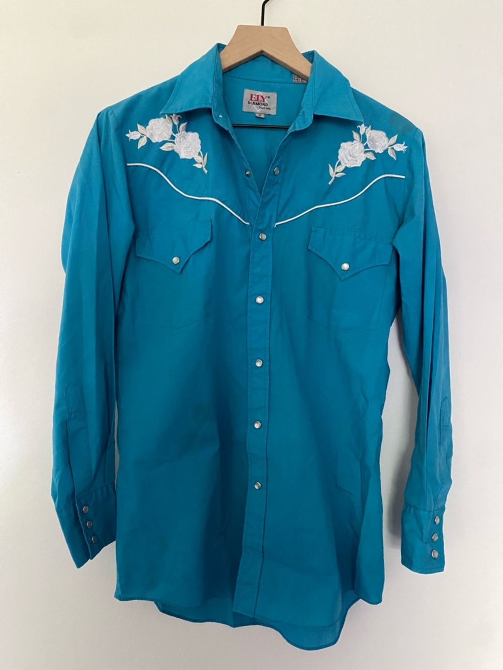 Diamond Supply Co. Teal Western Embroidered Button-Down Shirt
